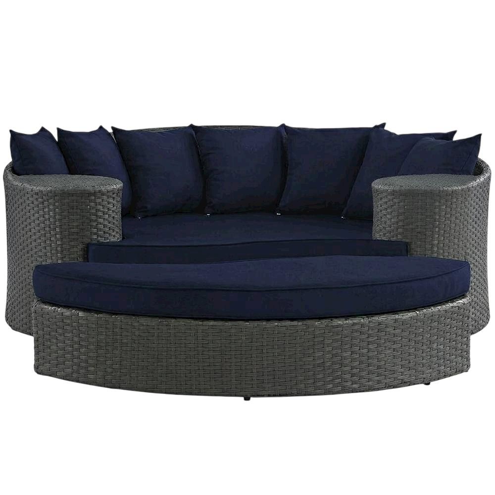 Outdoor Patio Daybed with Cushions and Armrests for Lounge Relaxation. Picture 4