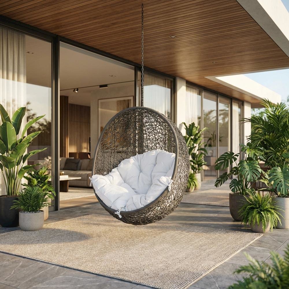 Outdoor Patio Swing Chair With Cushioned Seat And Durable Frame. Picture 2