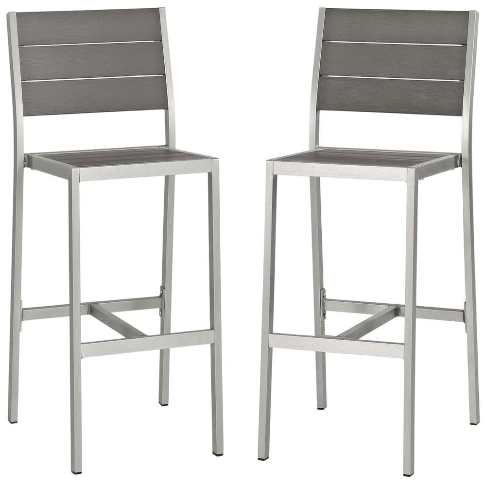 Outdoor Patio Aluminum Armless Bar Stool Set Of 2 With Durable Frame. Picture 1