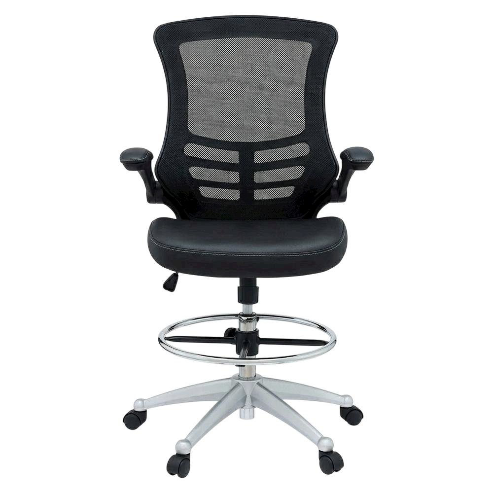Vinyl Drafting Chair with Armrests and Adjustable Height for Office Use. Picture 1