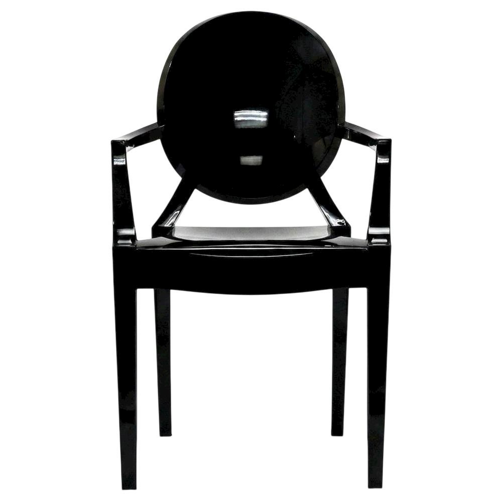 Acrylic High-Back Dining Armchairs with Arms, Black, Set of 2. Picture 4