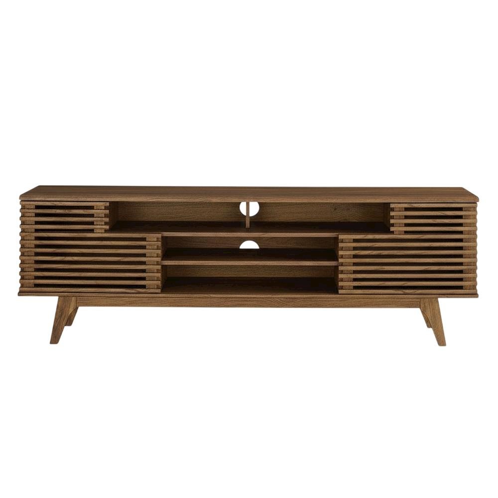 Brown Wood TV Console with Spacious Surface and Modern Design. Picture 4