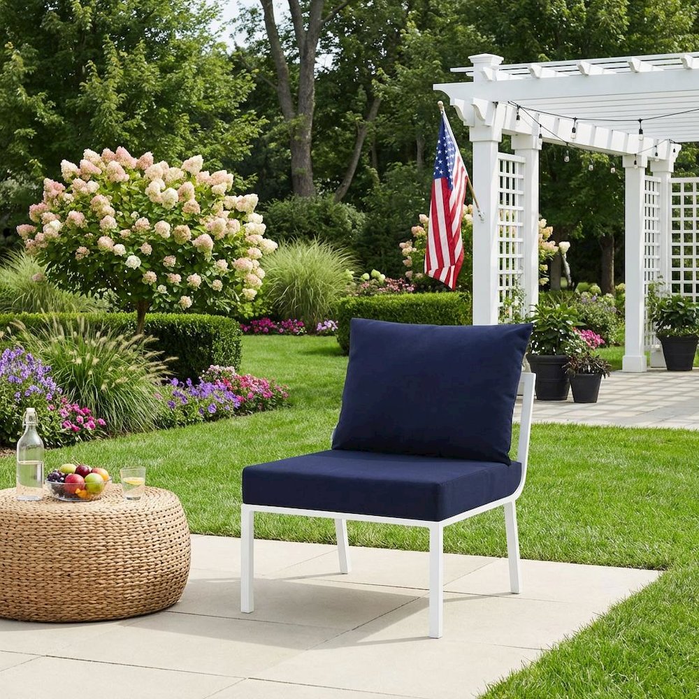 Aluminum Patio Lounge Chair With Armless Design And Cushioned Seat. Picture 3
