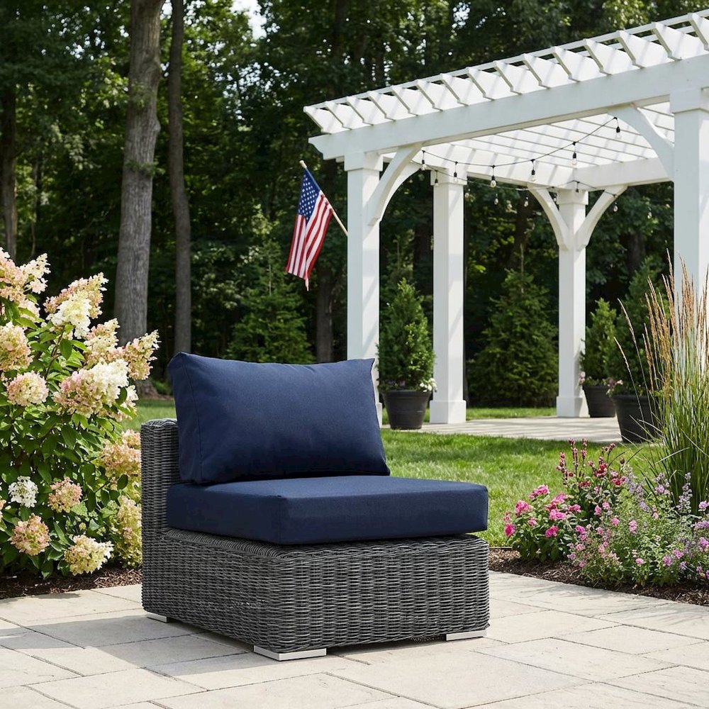 Outdoor Patio Armless Lounge Chair With Cushioned Seating And Modern Design. Picture 3