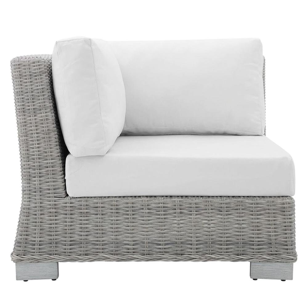 Outdoor Patio Wicker Rattan Corner Chair With Backrest And Seat Cushion. Picture 4