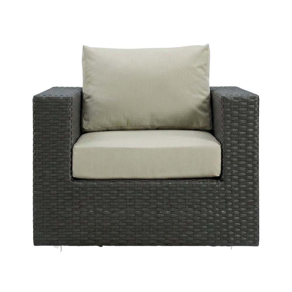 Outdoor Patio Armchair With Cushioned Backrest And Armrests. Picture 4