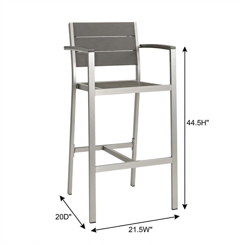Aluminum Outdoor Bar Stool With Armrests And Back Support For Patio Lounge. Picture 7