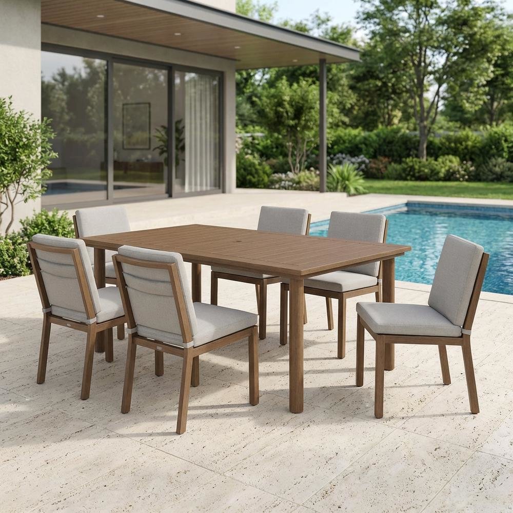 Metal Outdoor Dining Table, 76-Inch Length, Aluminum Construction. Picture 3