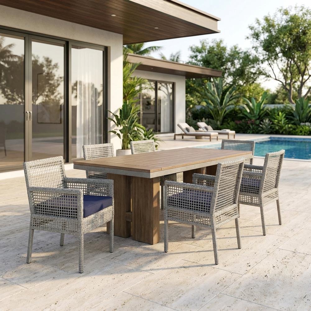 Outdoor Patio Rattan Armchair Set of 4 with Cushioned Seats for Lounge Dining. Picture 3