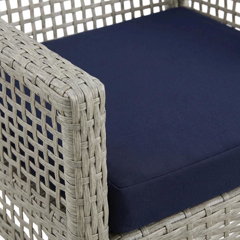 Outdoor Patio Rattan Armchair Set of 4 with Cushioned Seats for Lounge Dining. Picture 5