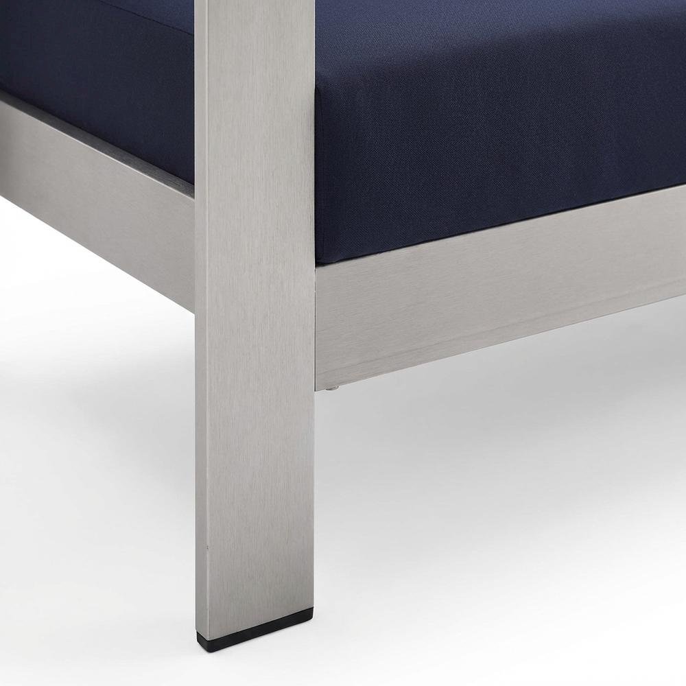 Aluminum Outdoor Loveseat with Fabric Cushions for Patio Comfort. Picture 6