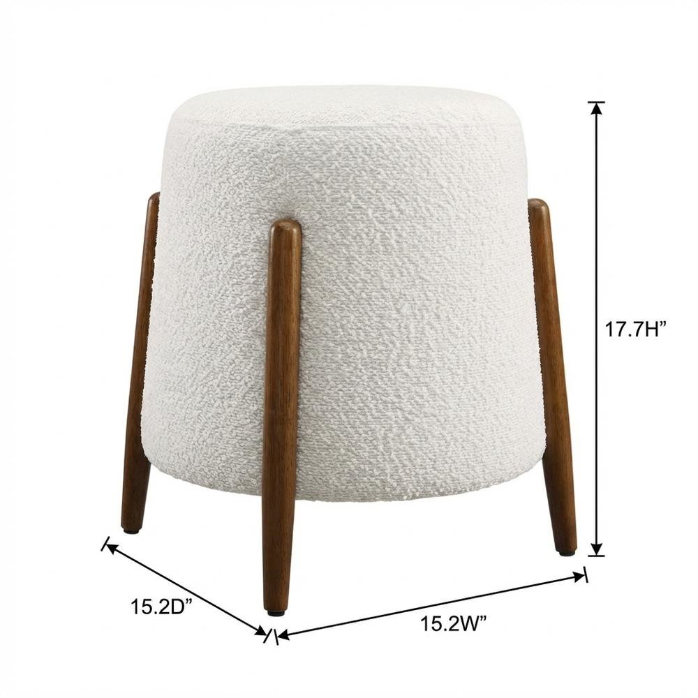 Outdoor ottoman with upholstered boucle fabric, stylish seat, square design. Picture 7