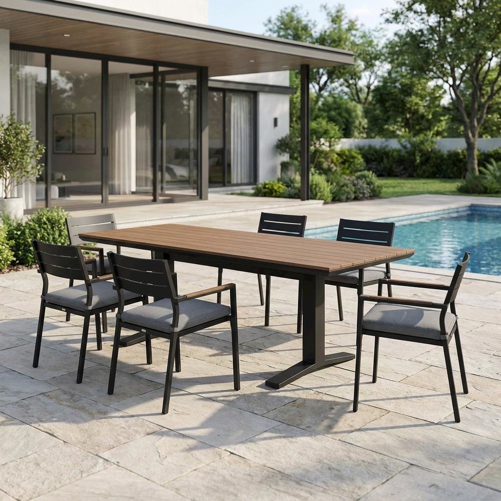 Aluminum Outdoor Patio Dining Table With Sleek Finish And Sturdy Design. Picture 3