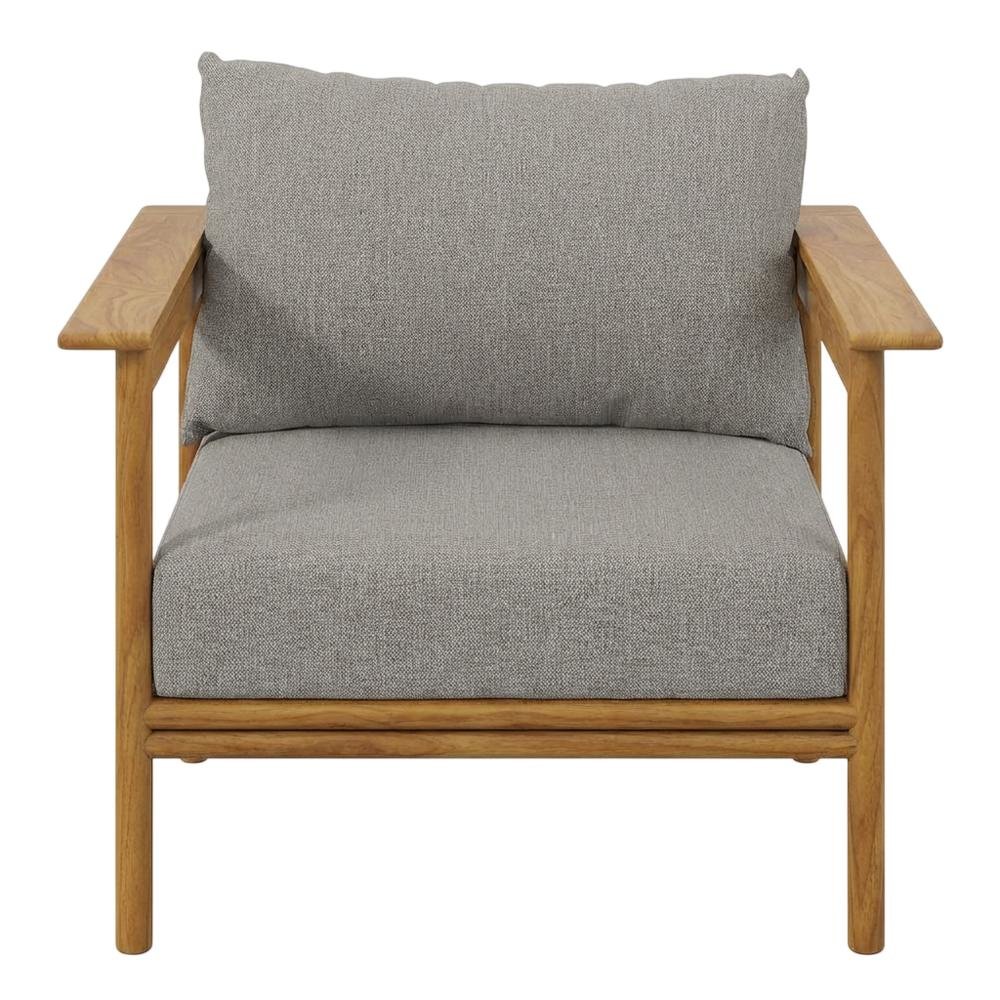 Outdoor Patio Teak Wood Armchair Set Of 2 With Durable Finish And Natural Look. Picture 4