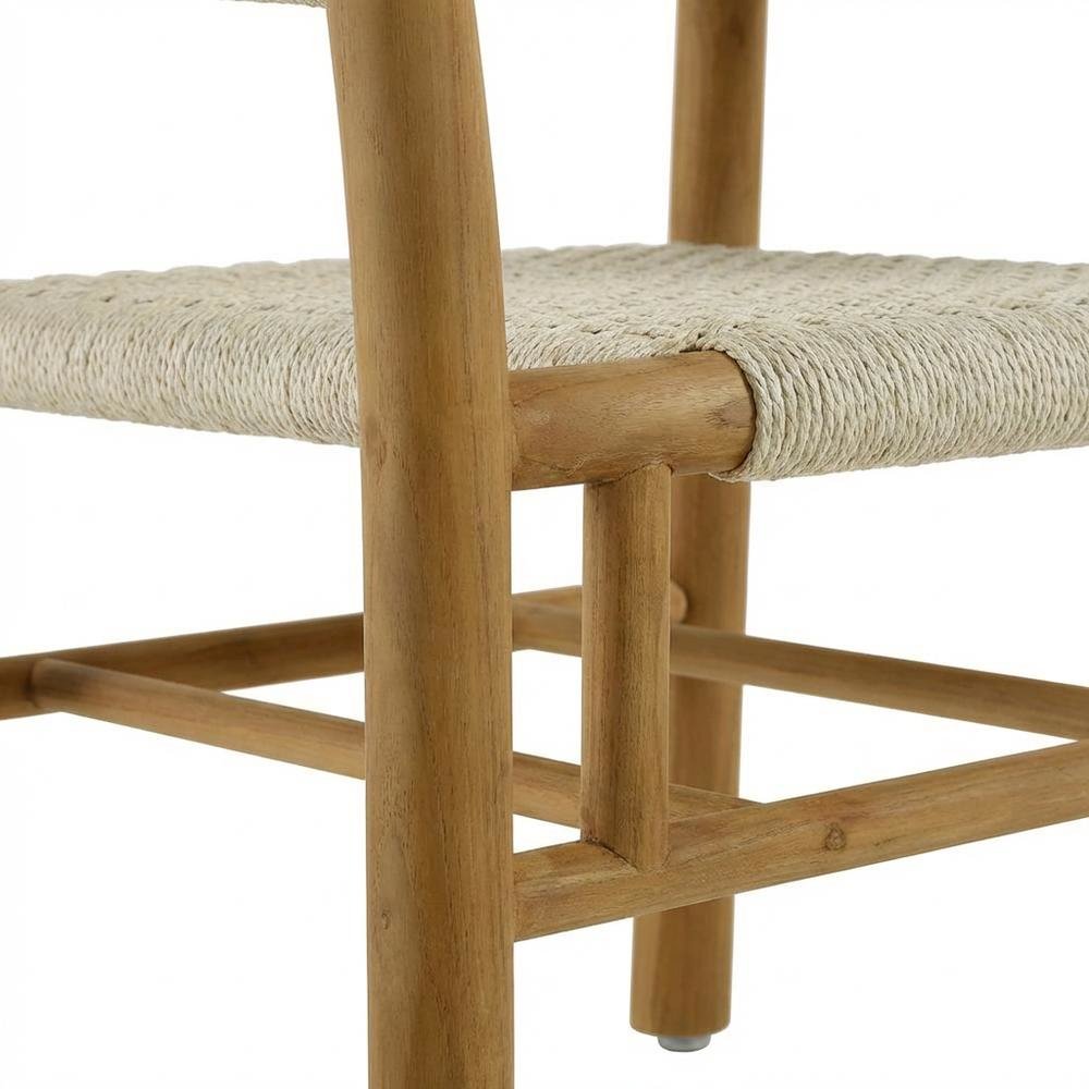 Outdoor Patio Teak, Curved-Back Dining Armchairs Set Of 2, Armrests, Stackable. Picture 6