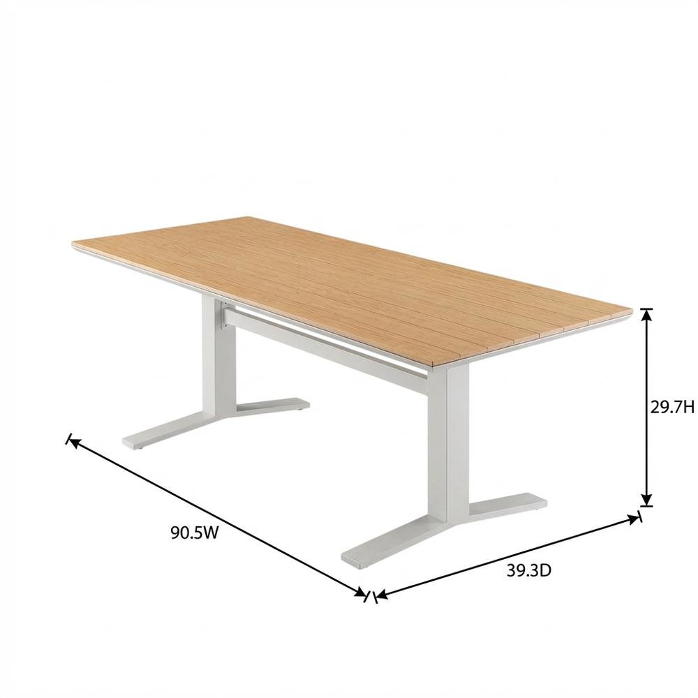 Durable Aluminum Outdoor Dining Table In Stylish Gray Finish. Picture 7