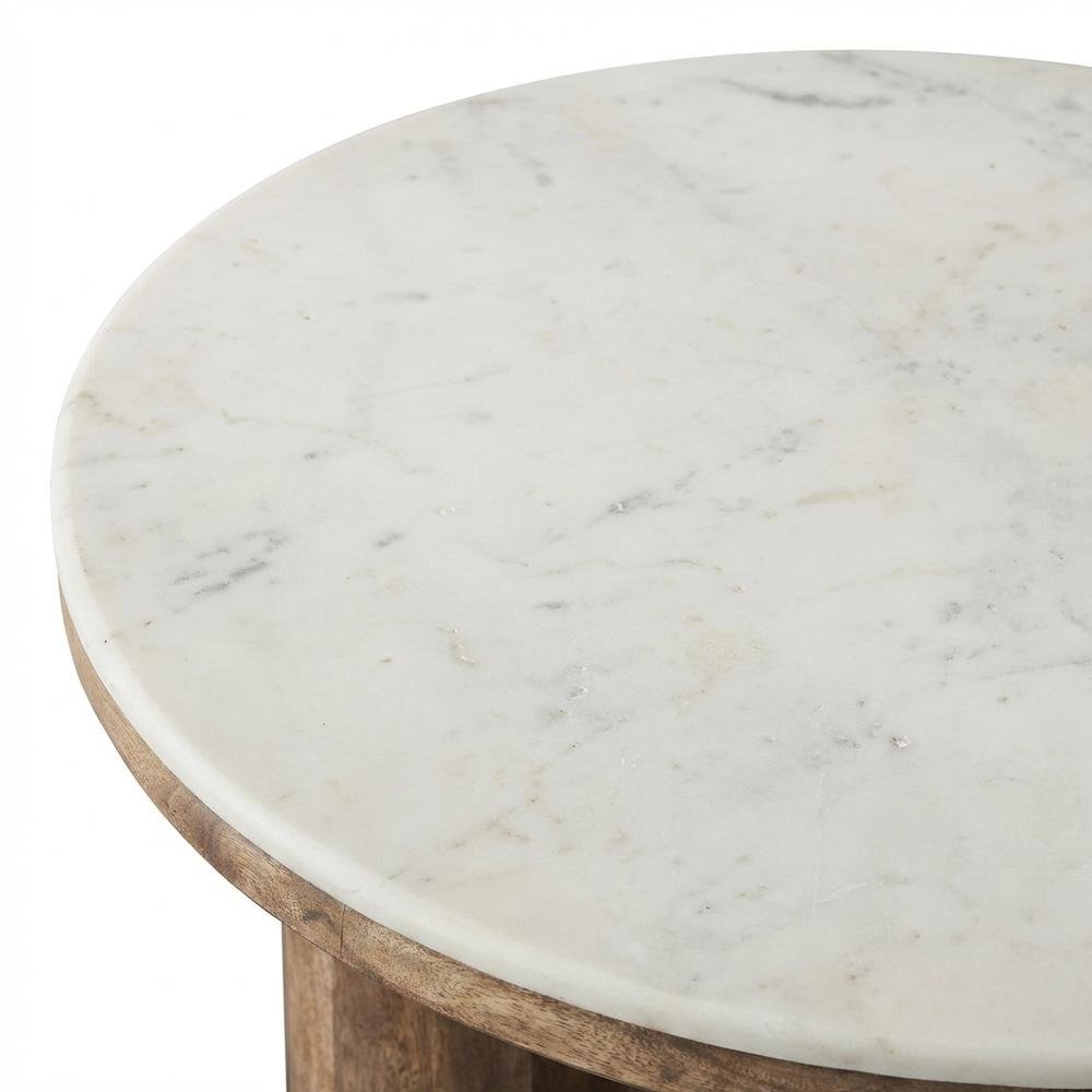 Wood Coffee Table with Marble Top, 33-Inch Round, Modern Design. Picture 5