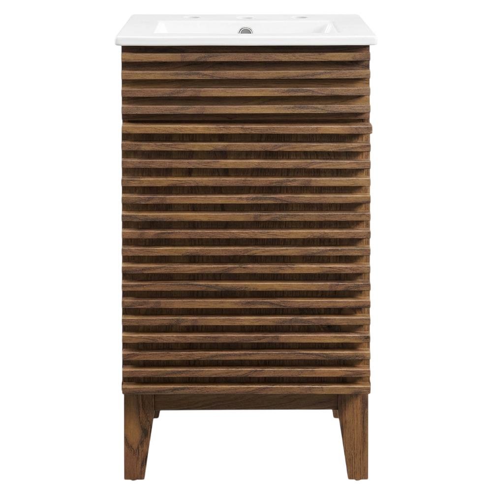 Walnut White 18-Inch Floor-Mount Bathroom Vanity Cabinet with Sink. Picture 4