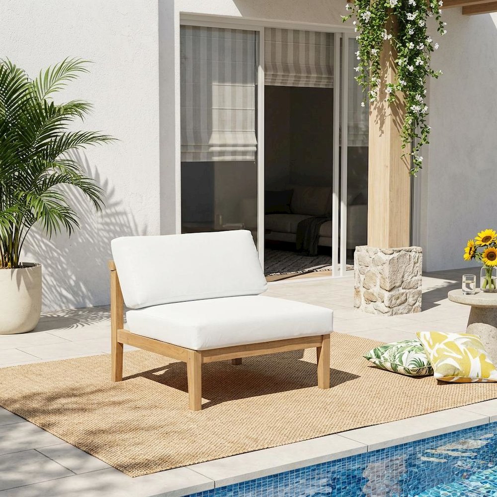 Outdoor Patio Teak Armless Lounge Chair For Garden And Patio. Picture 2