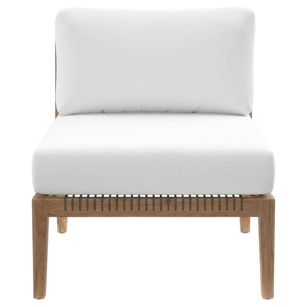 Teak Wood Outdoor Lounge Chair With Back And Seat Cushions. Picture 4