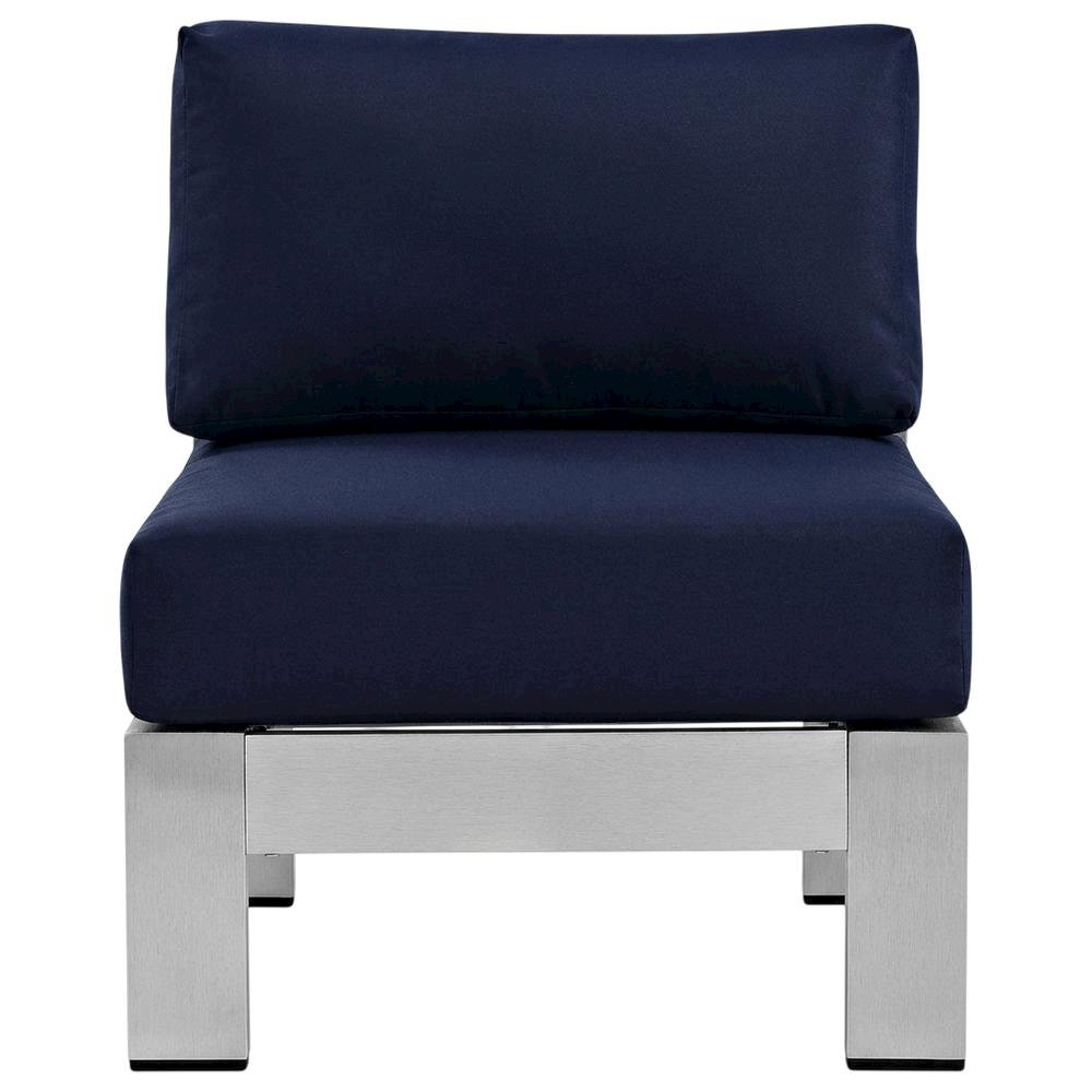 Aluminum Outdoor Lounge Chair With Armless Design And Comfortable Backrest. Picture 5