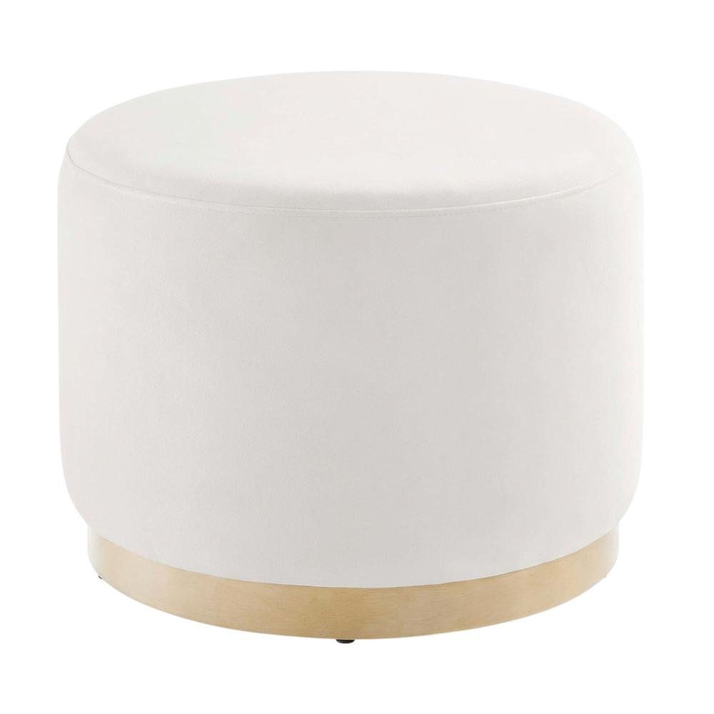 Round Performance Velvet Ottoman With Versatile Use For Living Spaces. Picture 1