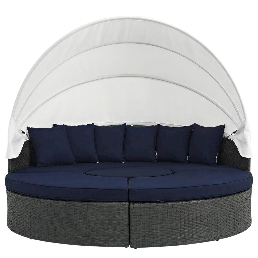 Outdoor Daybed with Cushioned Backrest and Durable Frame for Lounge Relaxation. Picture 4