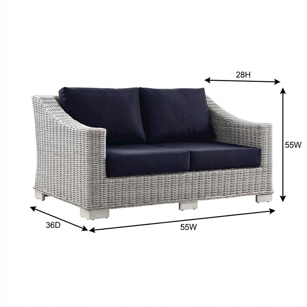 Outdoor Wicker Rattan Loveseat With Armrests And Comfortable Cushions. Picture 7