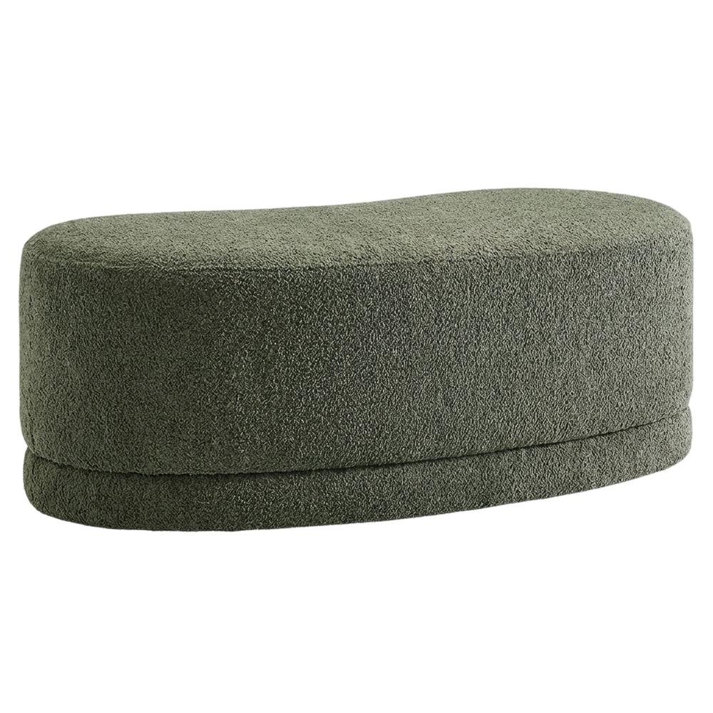 Outdoor Upholstered Ottoman Bench In Neutral Fabric For Patio Use. Picture 1