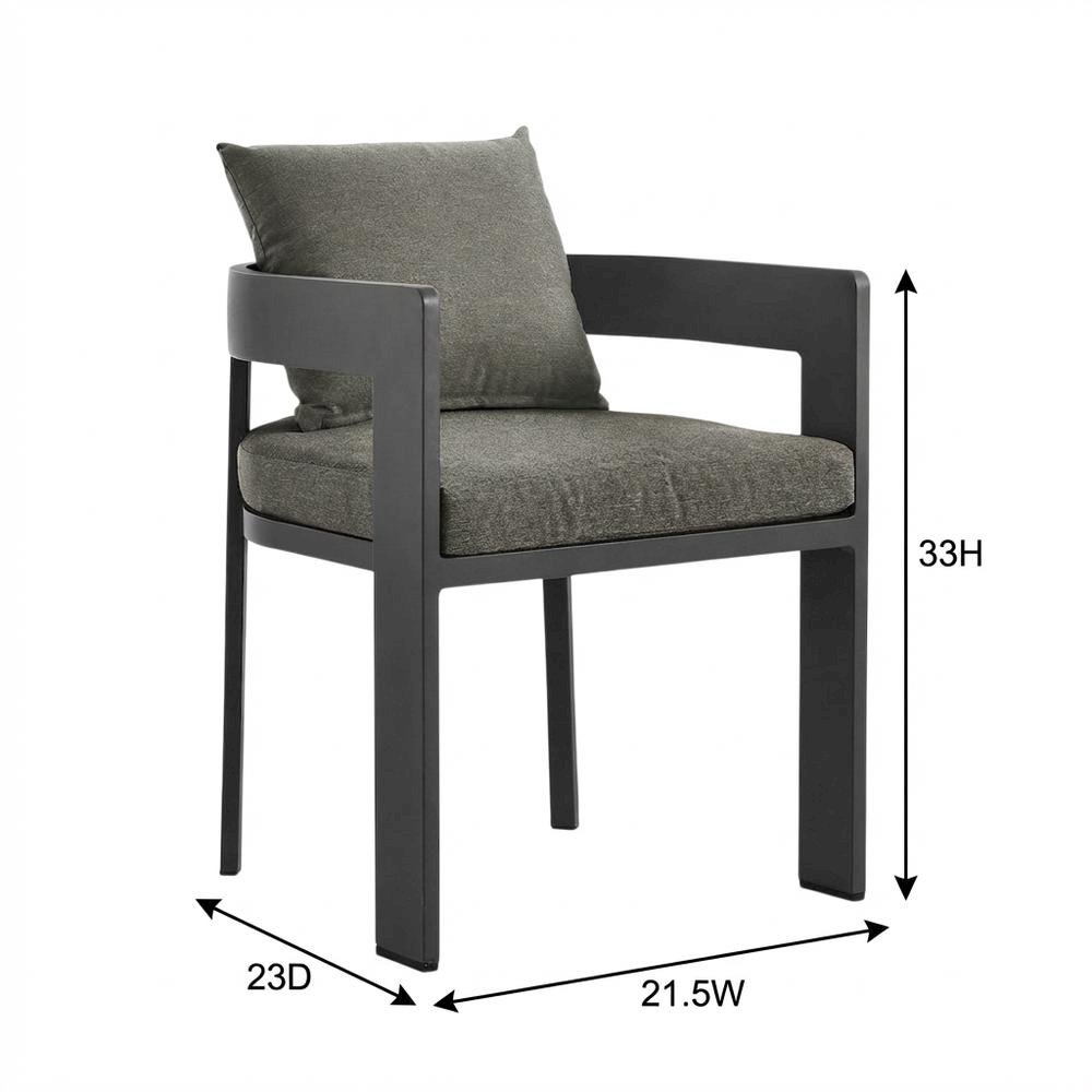 Aluminum Outdoor Patio Dining Chair With Cushioned Seat And Stylish Design. Picture 7