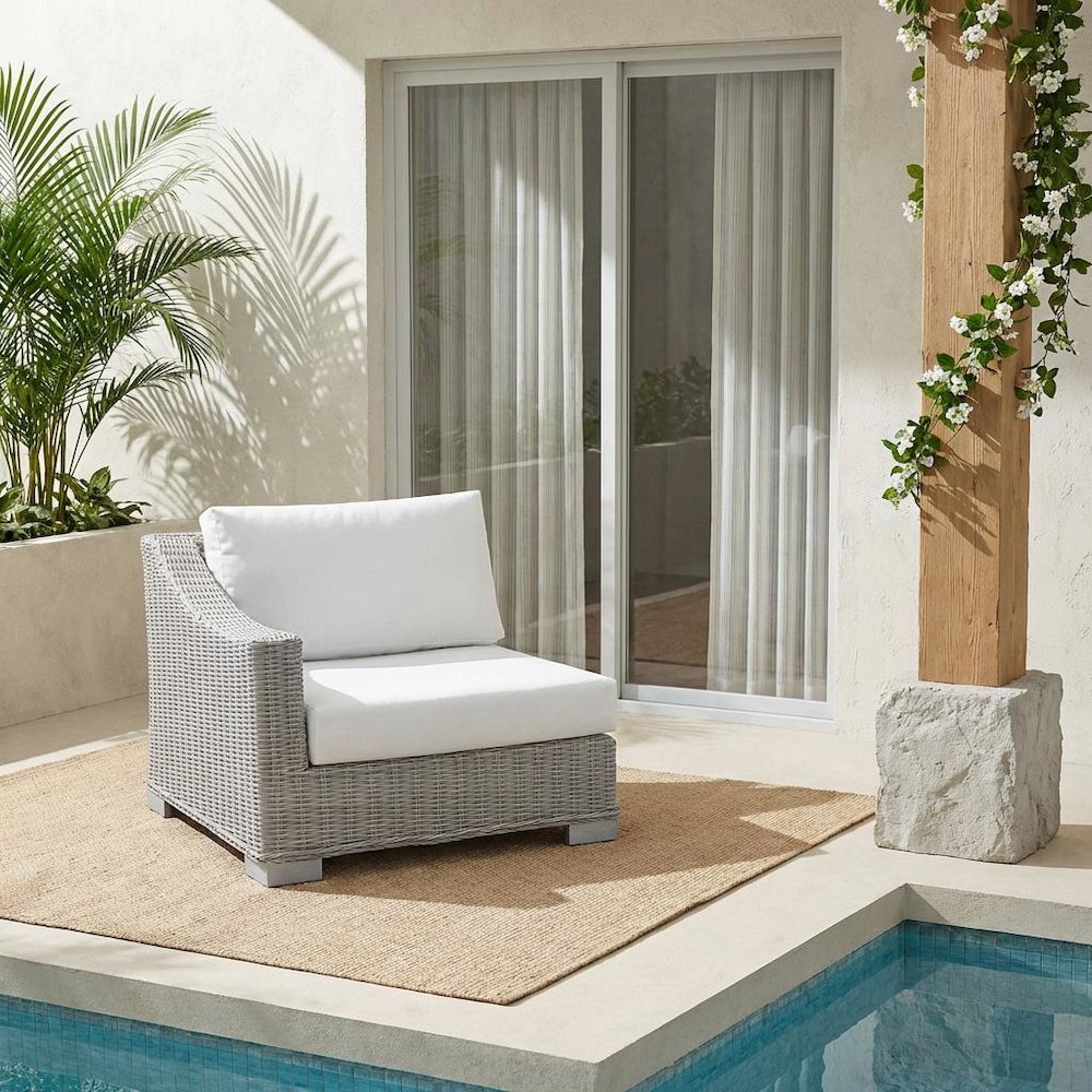 Outdoor Lounge Chair With Wicker Rattan Construction And Comfortable Armrest. Picture 2