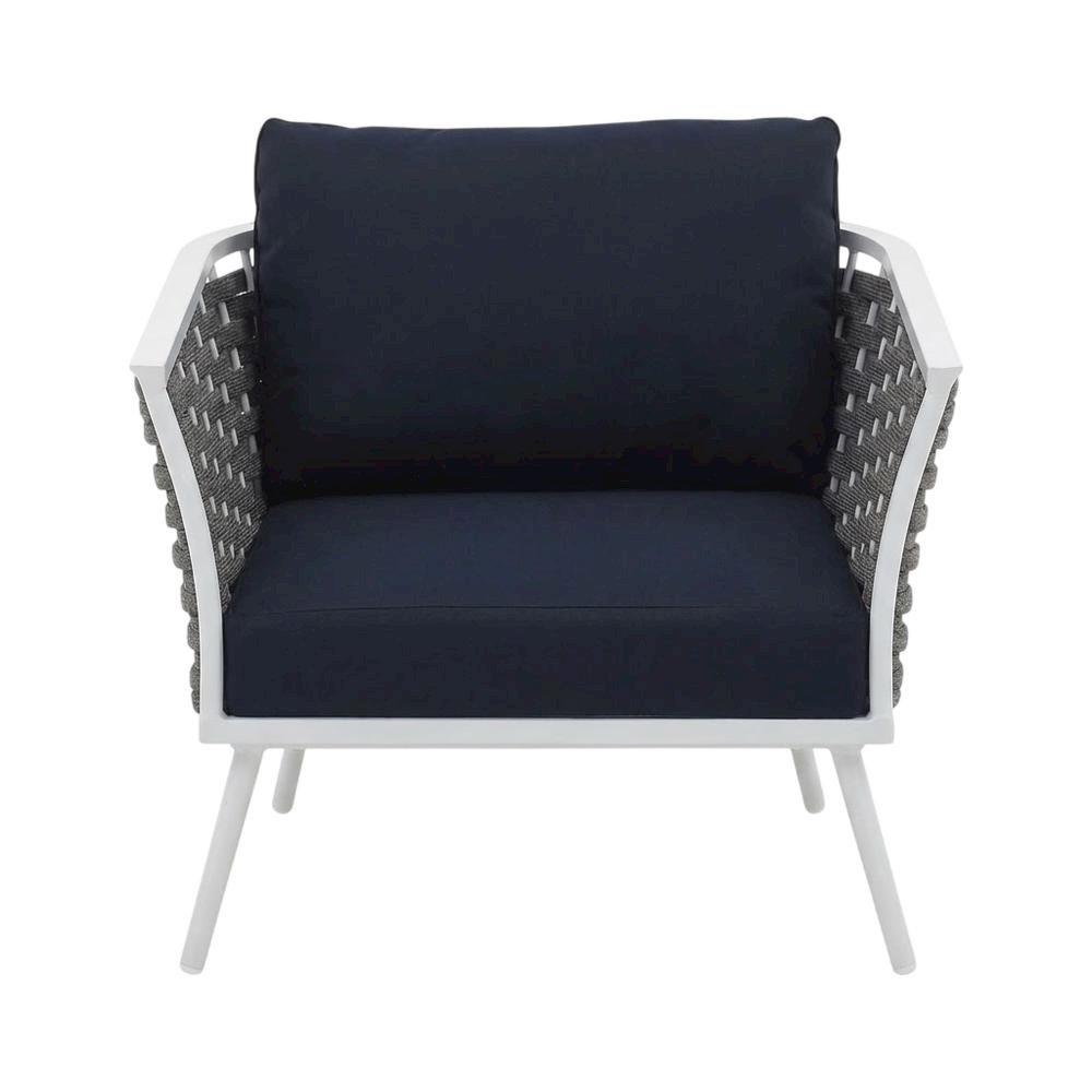 Outdoor Patio Aluminum Armchair Set Of 2 With Cushioned Seats For Garden, Deck. Picture 4