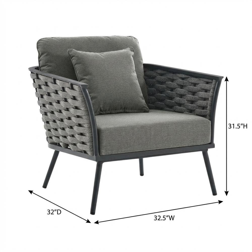 Outdoor Patio Aluminum Armchair With Cushioned Seat And Armrests. Picture 7
