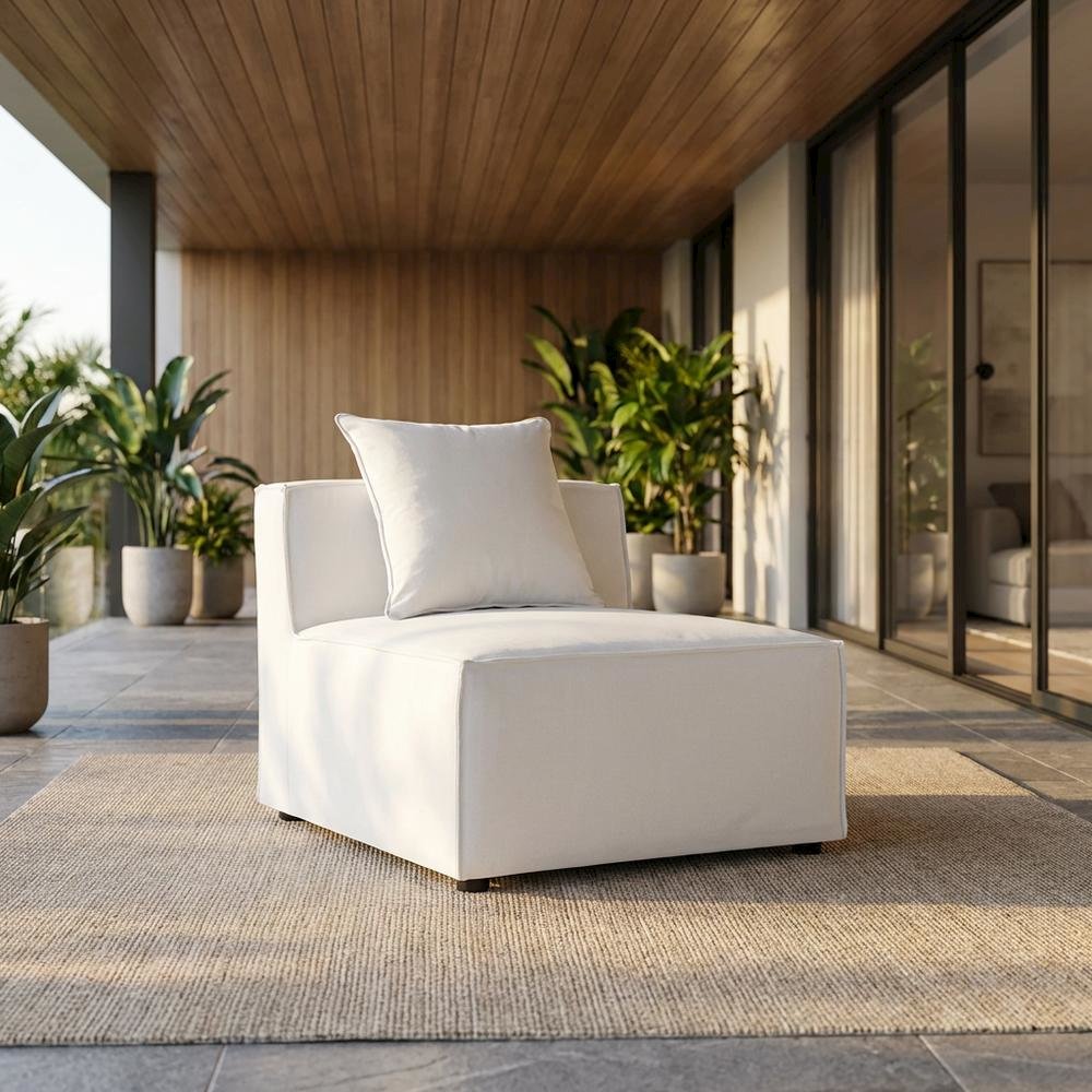 Armless Outdoor Patio Upholstered Sectional Sofa With Cushioned Seat. Picture 2