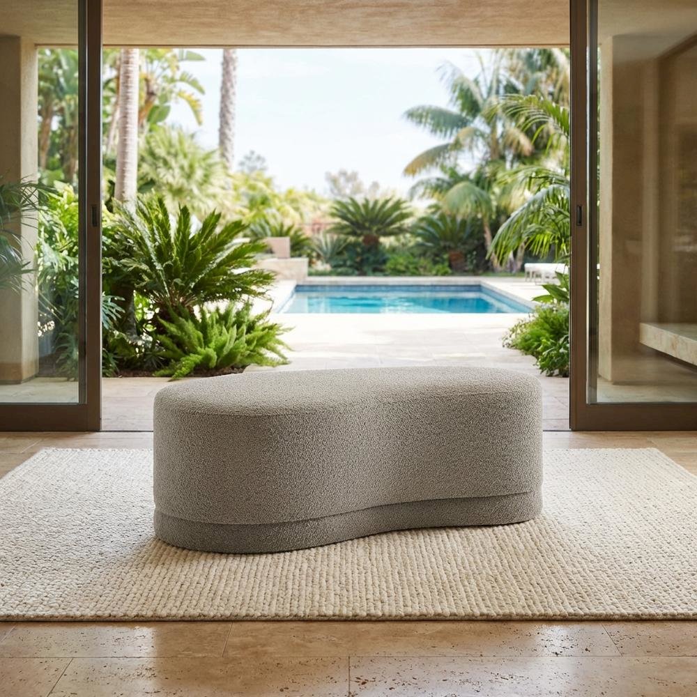 Outdoor Upholstered Ottoman Bench With Plush Cushion For Lounge Areas. Picture 3