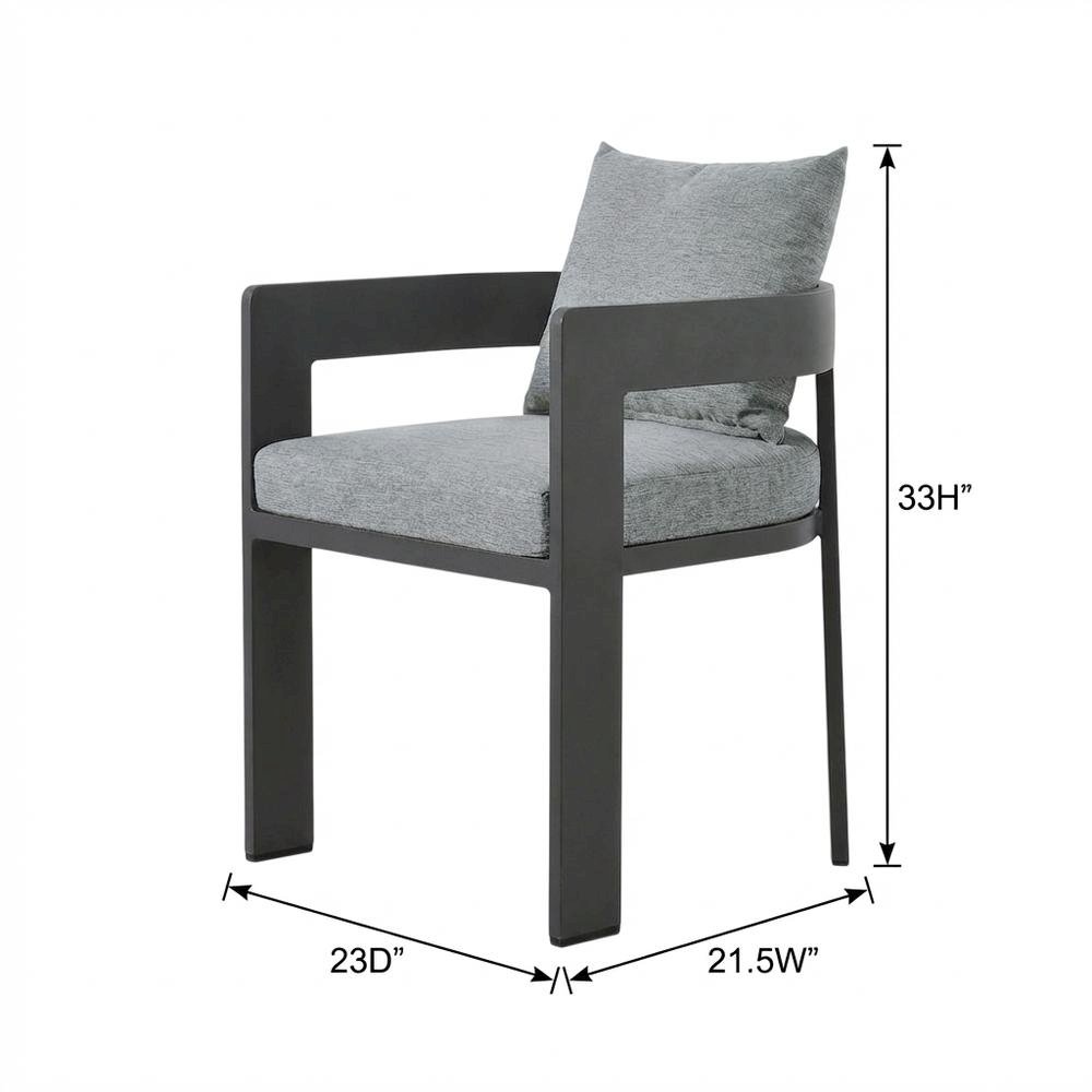 Aluminum Outdoor Dining Chair With Cushioned Seat And Elegant Design. Picture 7