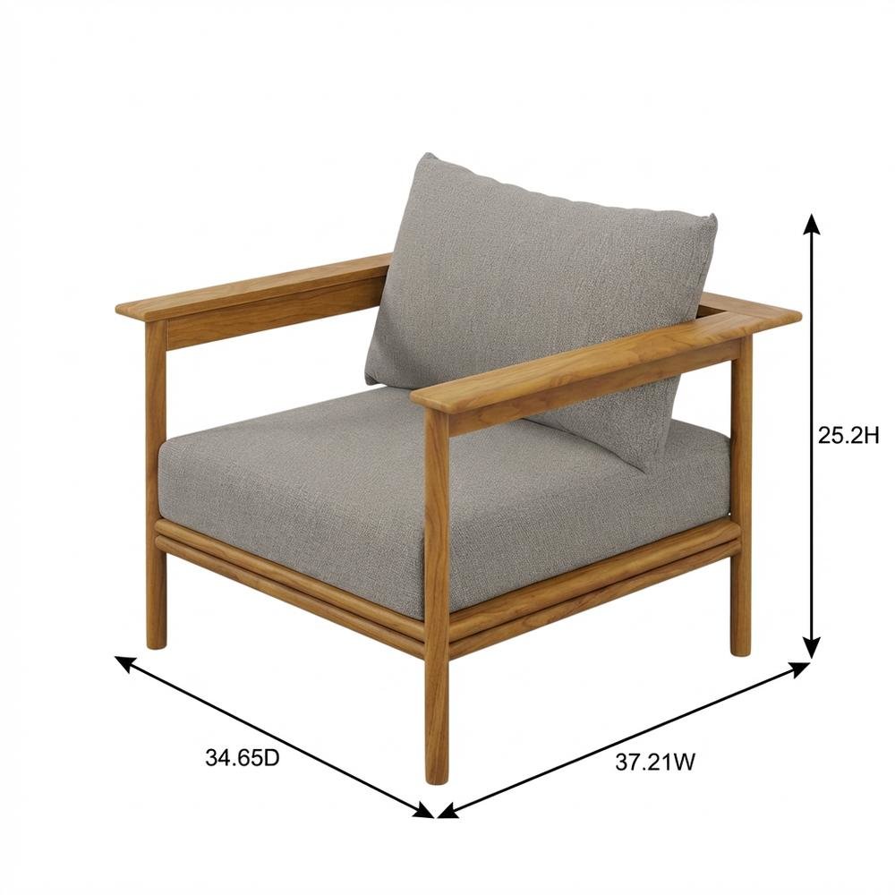 Outdoor Patio Teak Wood Armchair Set Of 2 With Durable Finish And Natural Look. Picture 7