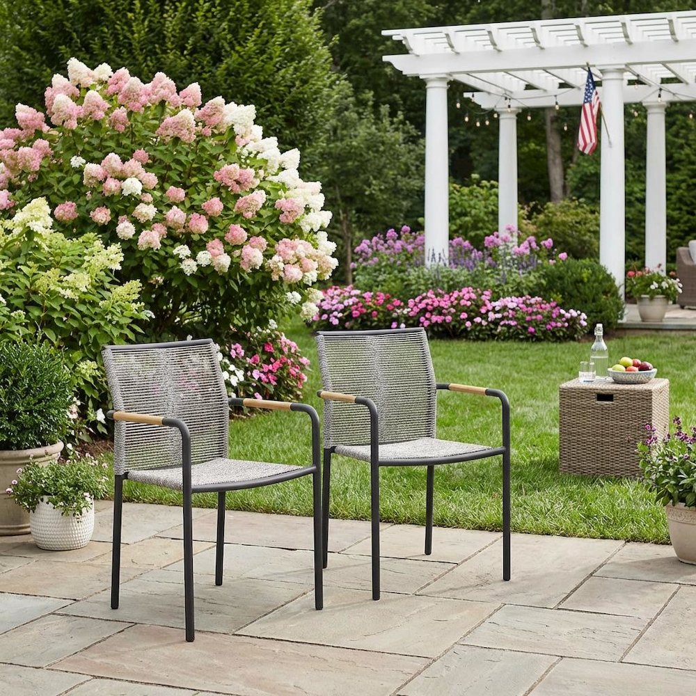 Outdoor Patio Lounge Chairs Set Of 2 With Armrests And Supportive Backrests. Picture 3