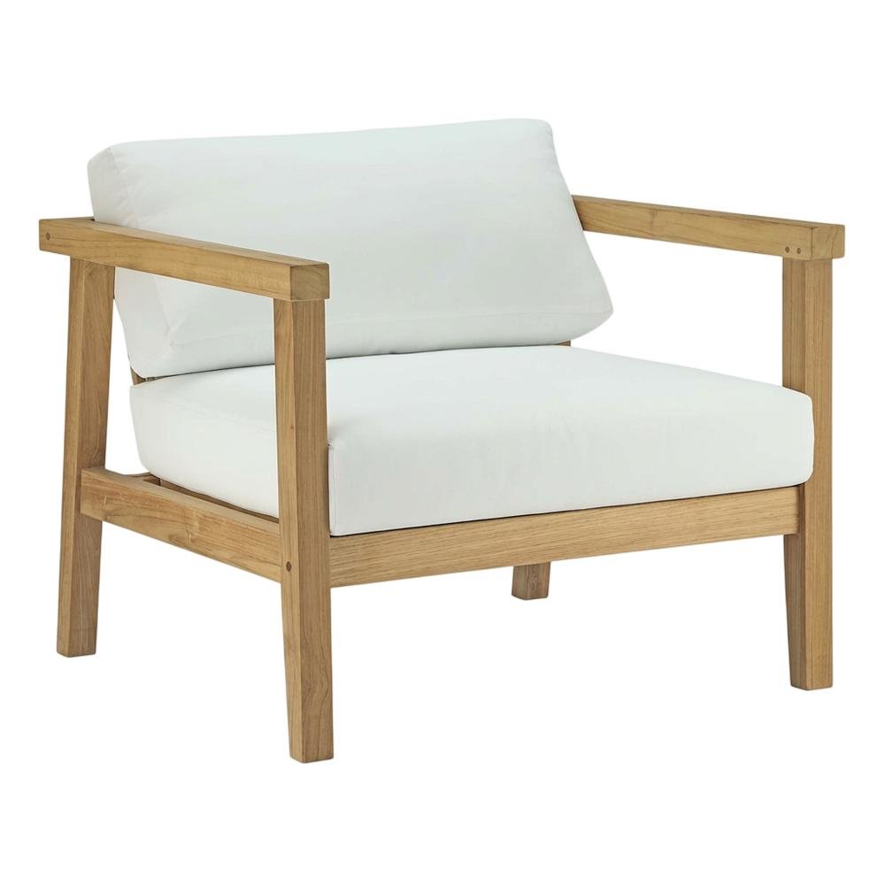 Outdoor Patio Teak Armchair With Cushioned Seating And Comfortable Back Support. Picture 1
