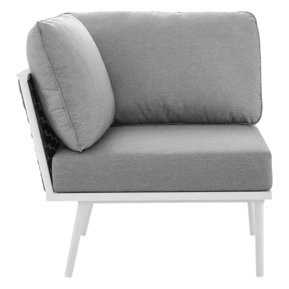 Outdoor Lounge Corner Chair With Aluminum Frame And Cushioned Seat. Picture 4