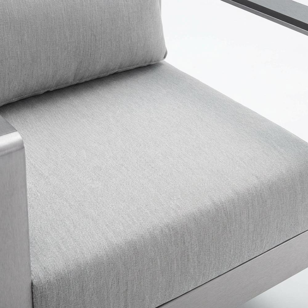 Aluminum Fabric Outdoor Patio Armchair With Cushioned Seating. Picture 5
