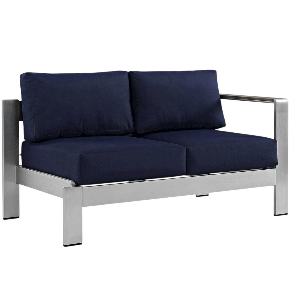 Outdoor Left-Arm Corner Sectional Loveseat - Aluminum Frame, Cushioned Seating. Picture 1
