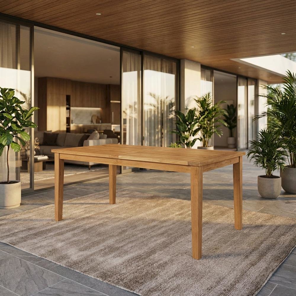 Teak Outdoor Patio Dining Table with Weather-Proof Finish and Slim Top. Picture 2