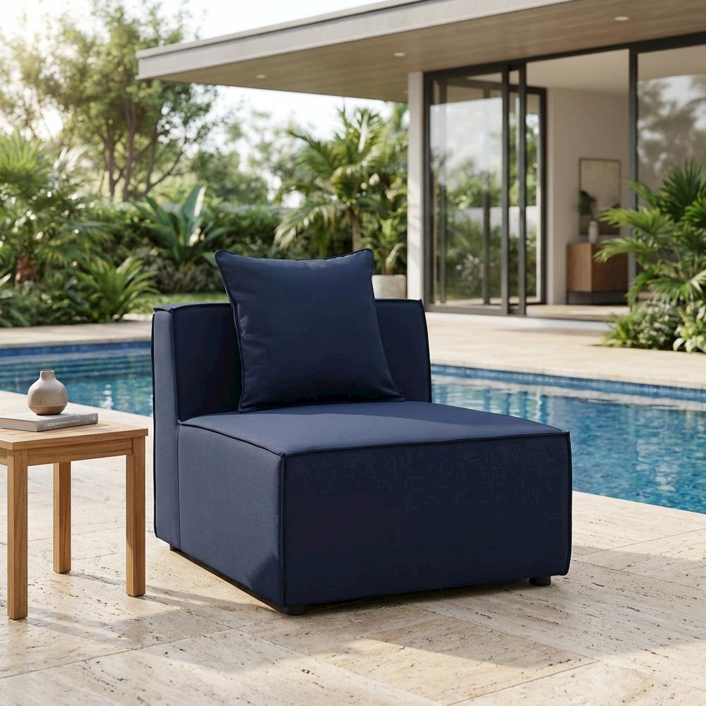 Outdoor Patio Upholstered Armchair in Neutral Color for Comfortable Seating. Picture 3