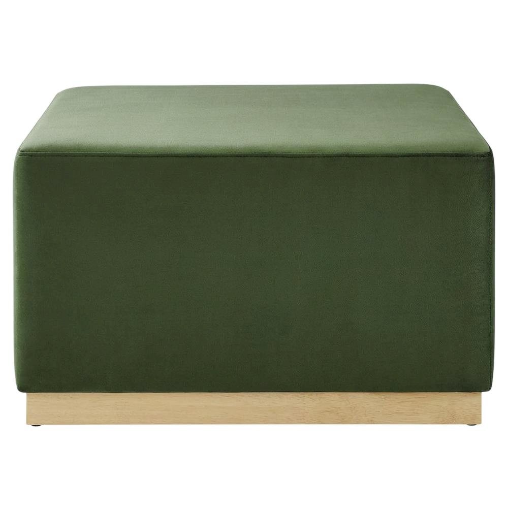 Square Performance Velvet Ottoman, Neutral Color, Plush Upholstery, Patio Spaces. Picture 4