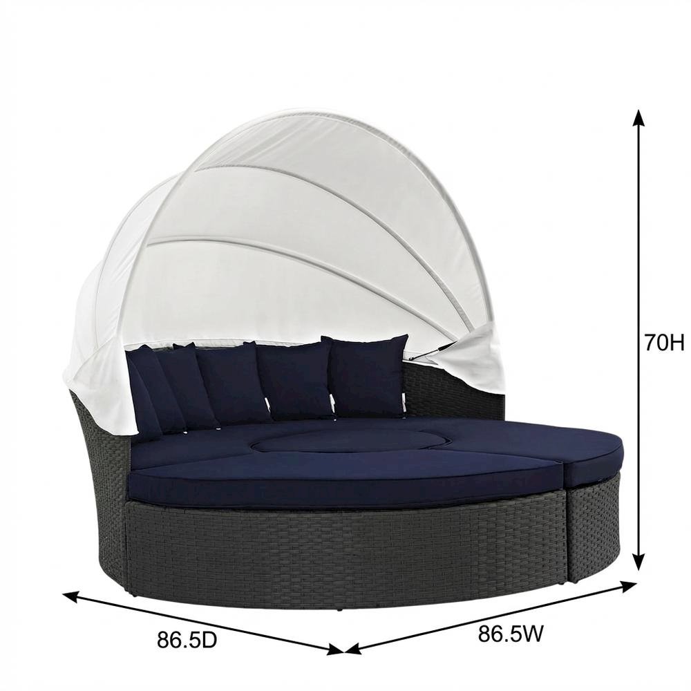 Outdoor Daybed with Cushioned Backrest and Durable Frame for Lounge Relaxation. Picture 7