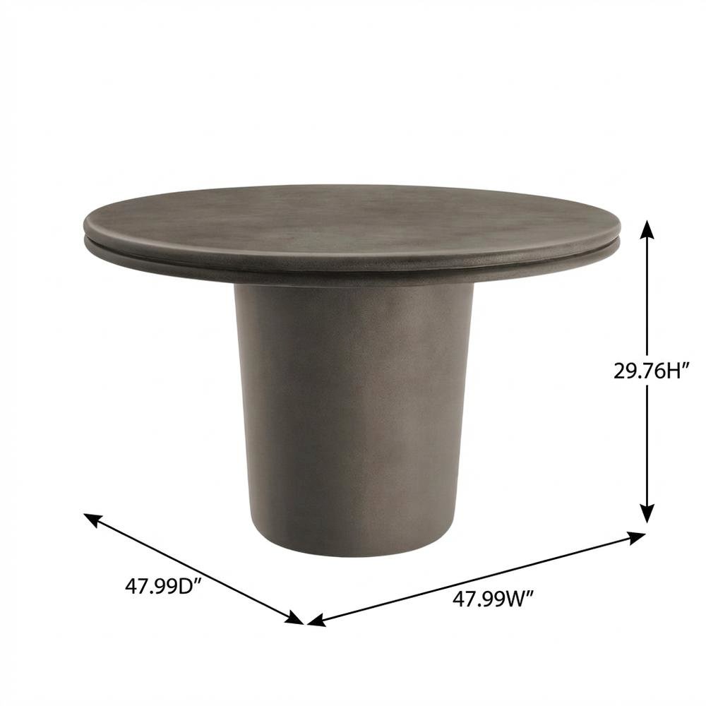 Round Concrete Dining Table In Gray For Indoor-Outdoor Patio Use. Picture 7