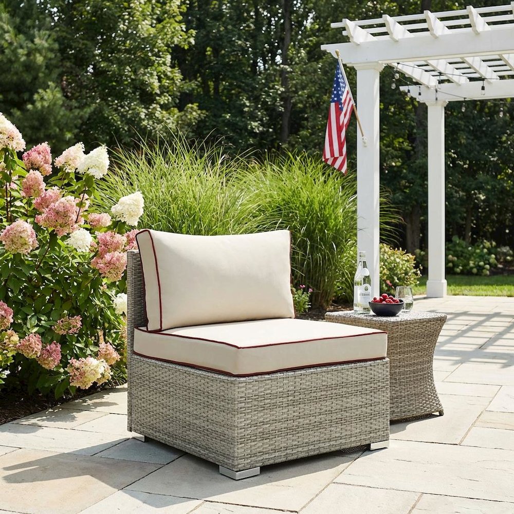 Outdoor Patio Armless Lounge Chair With Cushioned Seat And Durable Construction. Picture 3