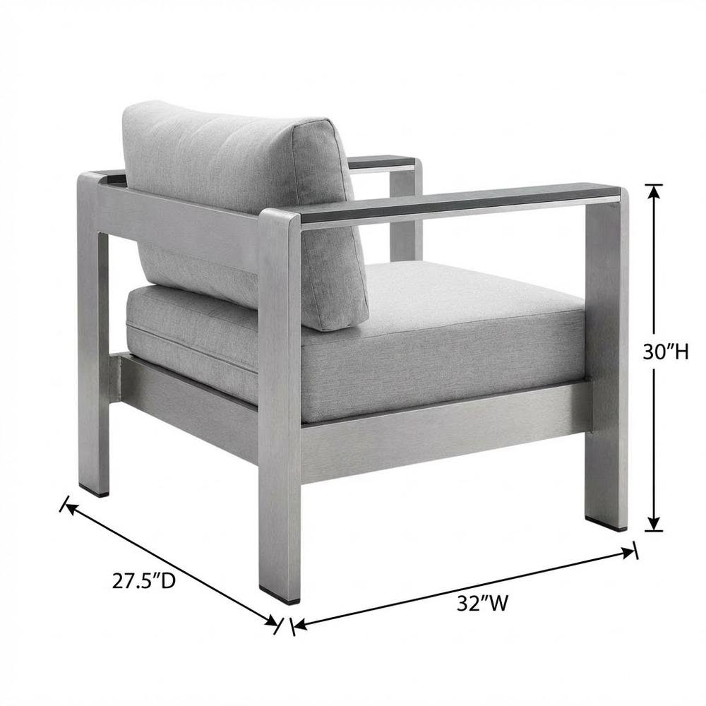 Aluminum Fabric Outdoor Patio Armchair With Cushioned Seating. Picture 7