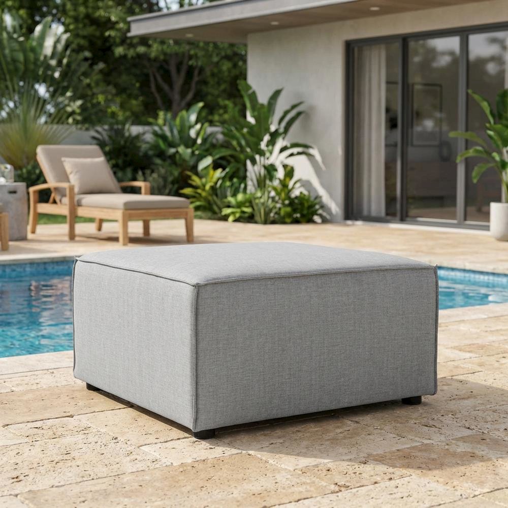 Outdoor Patio Upholstered Sectional Sofa Ottoman for Lounge Comfort. Picture 3